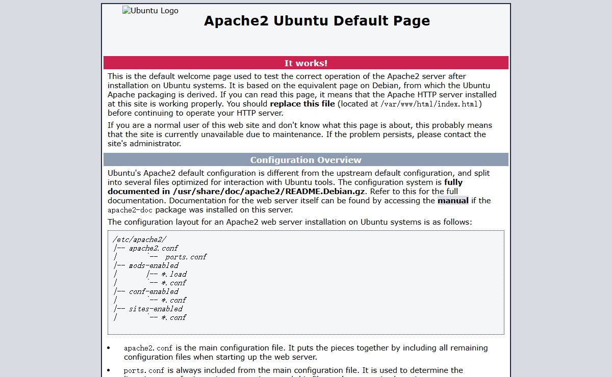 Apache2 Ubuntu Default Page: It works