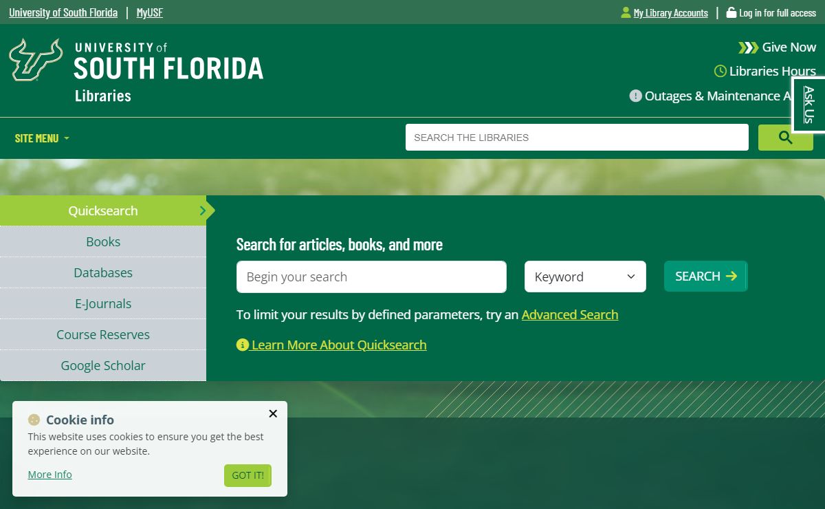 USF Libraries - University of South Florida Libraries Home