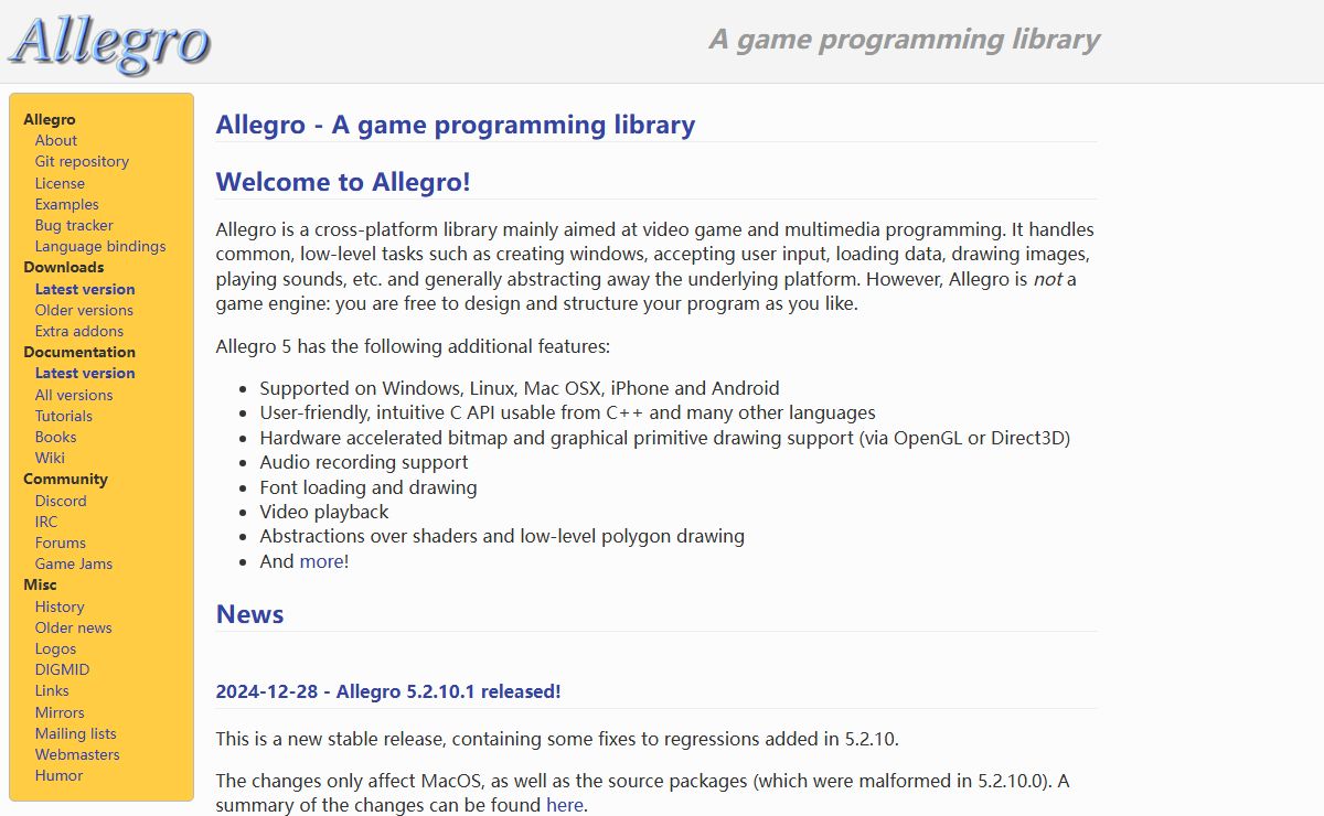 Allegro - A game programming library