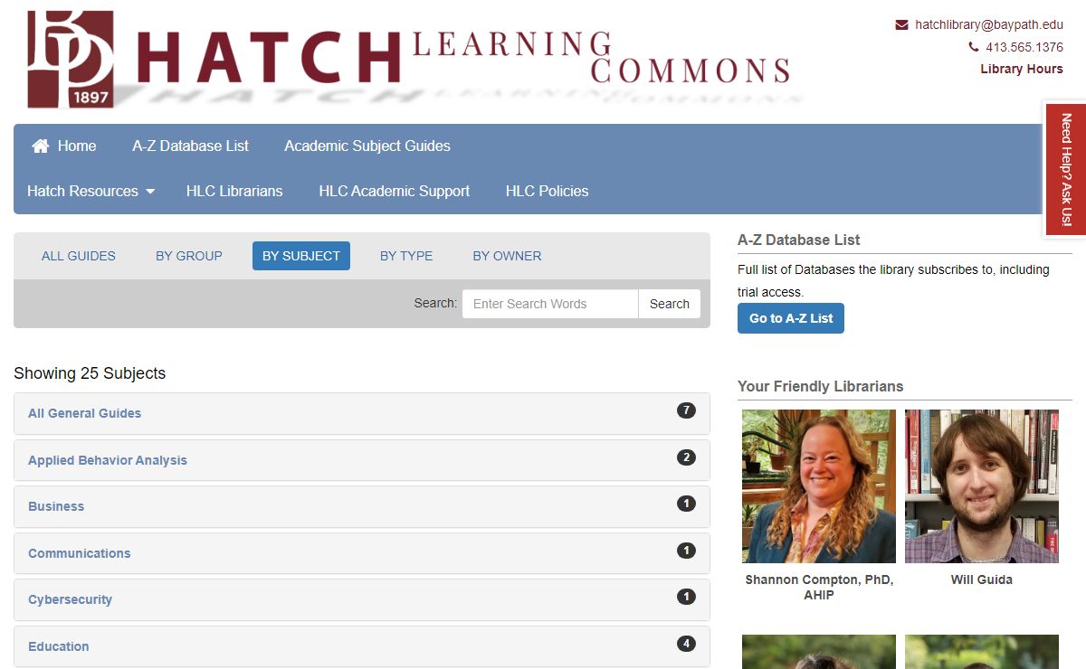 Guides BY SUBJECT - LibGuides at Bay Path University