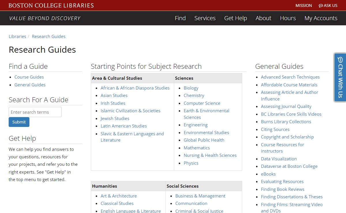 Home - Research Guides - Libraries at Boston College