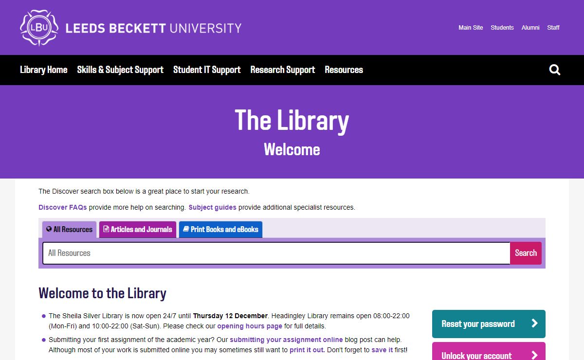 Welcome - Welcome - The Library at Leeds Beckett University