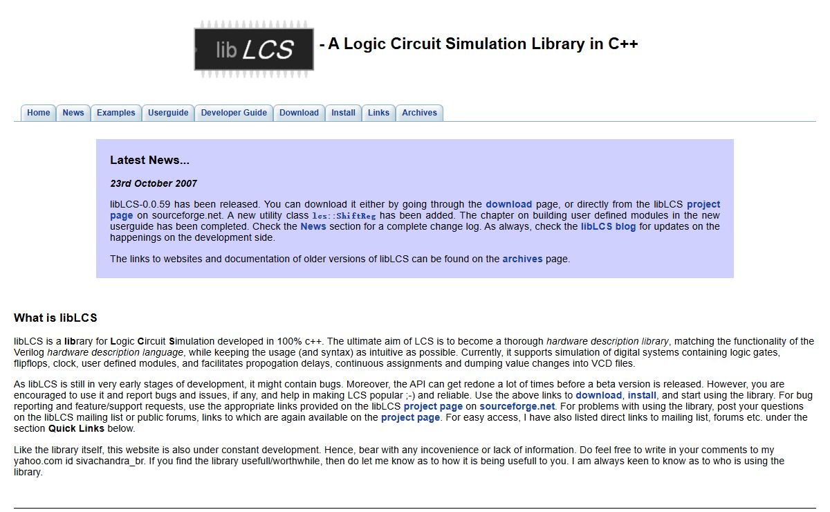 libLCS - A Logic Circuit Simulation Library in C++