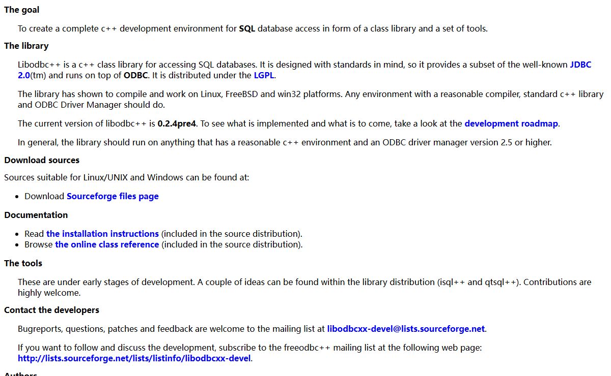 The libodbc++ project