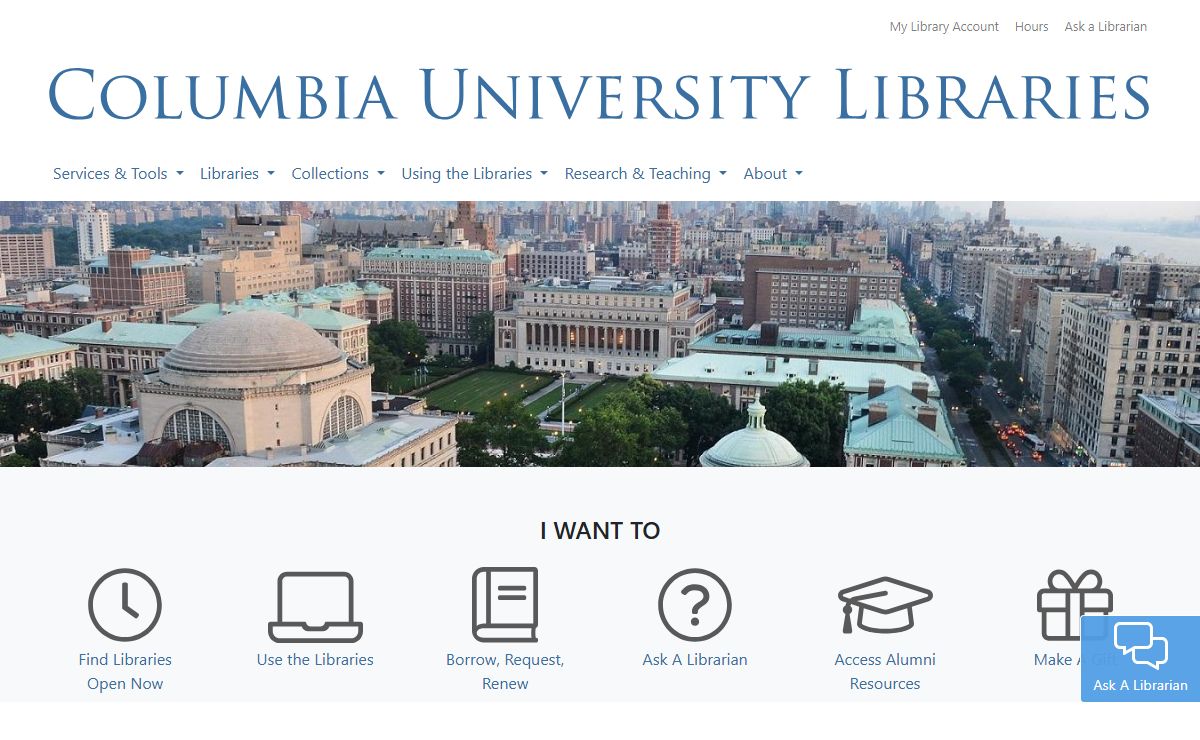 Libraries Home | Columbia University Libraries