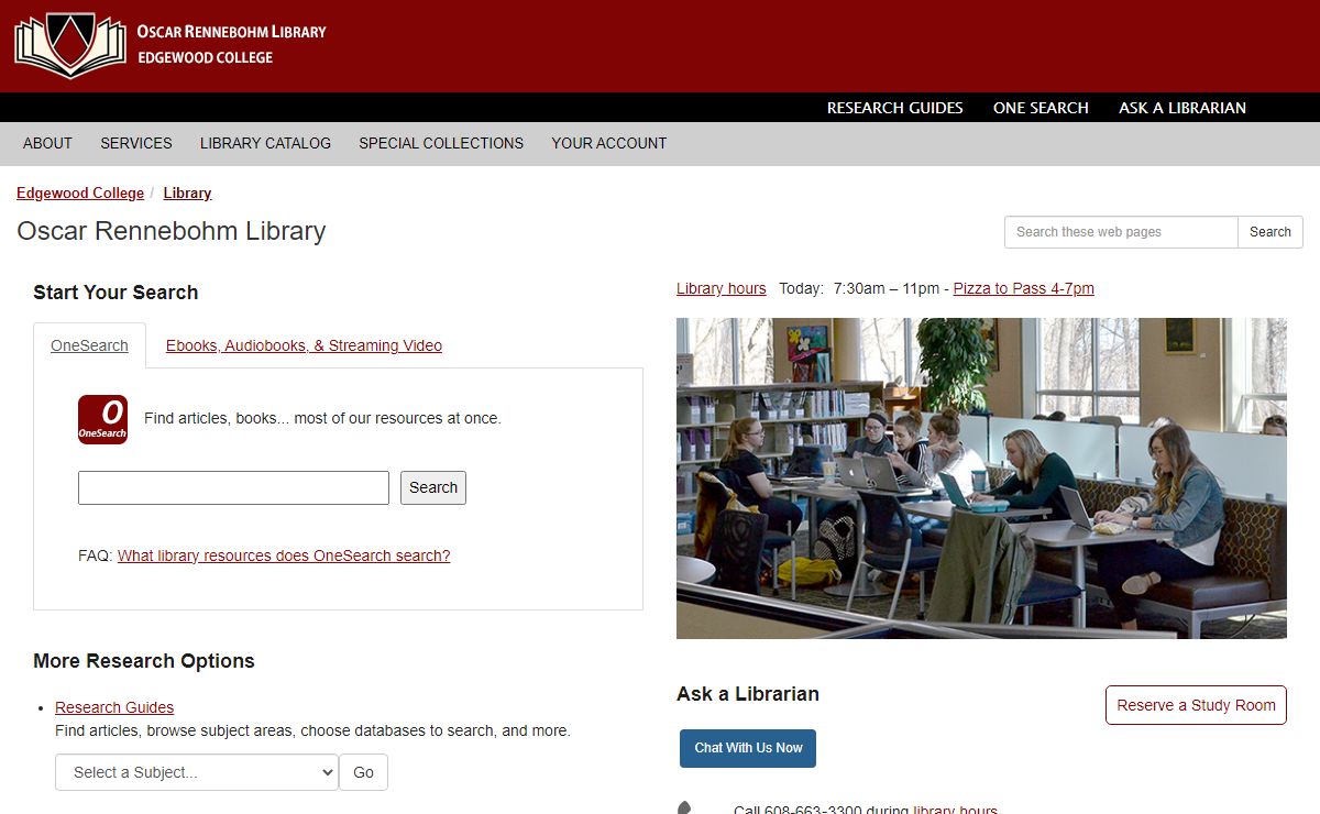 Home - Oscar Rennebohm Library - Library at Edgewood College