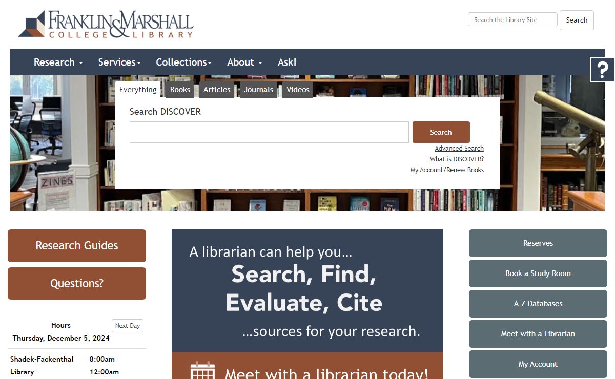 Home - College Library Homepage - LibGuides at Franklin & Marshall College