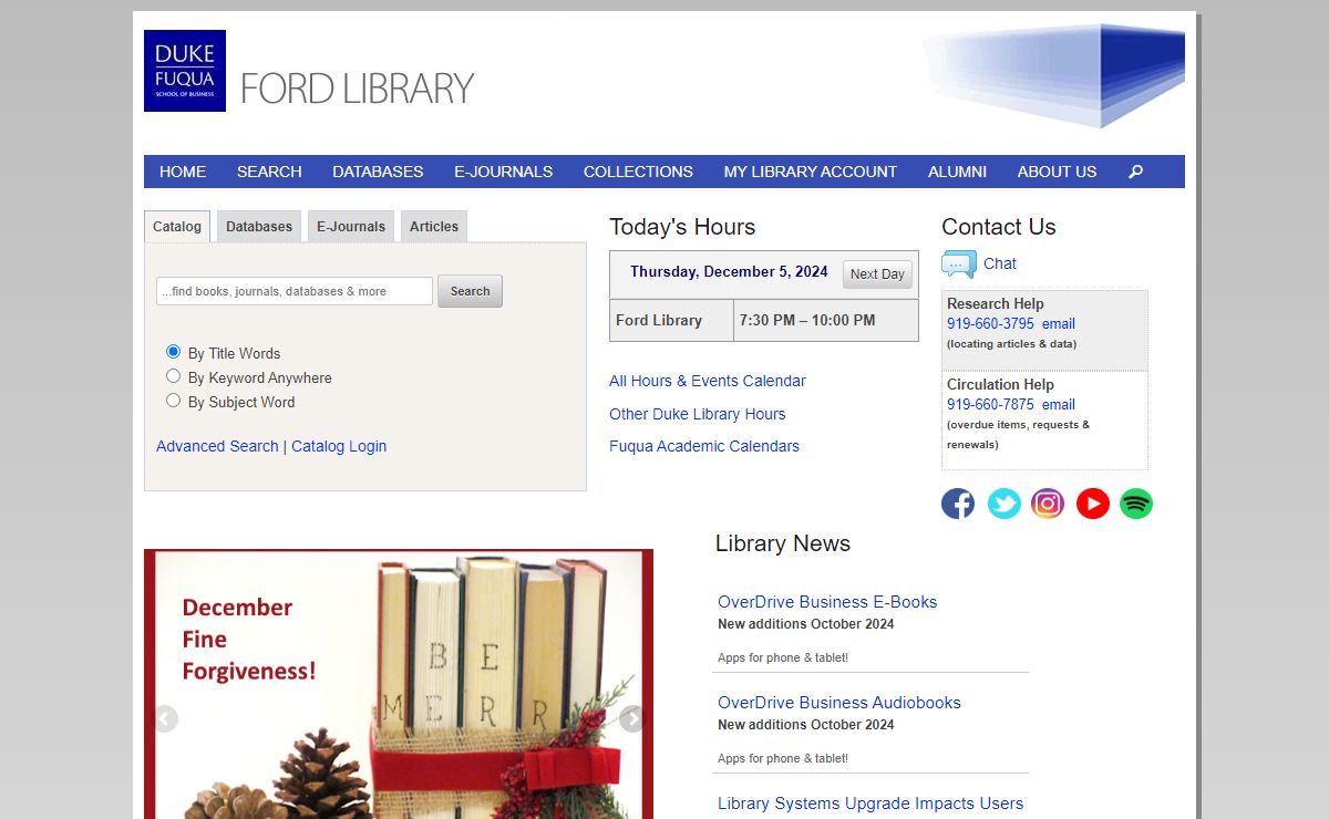 The Ford Library at Duke University's Fuqua School of Business