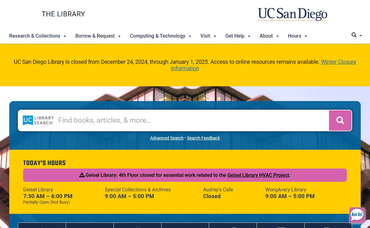 UC San Diego Library Home Page