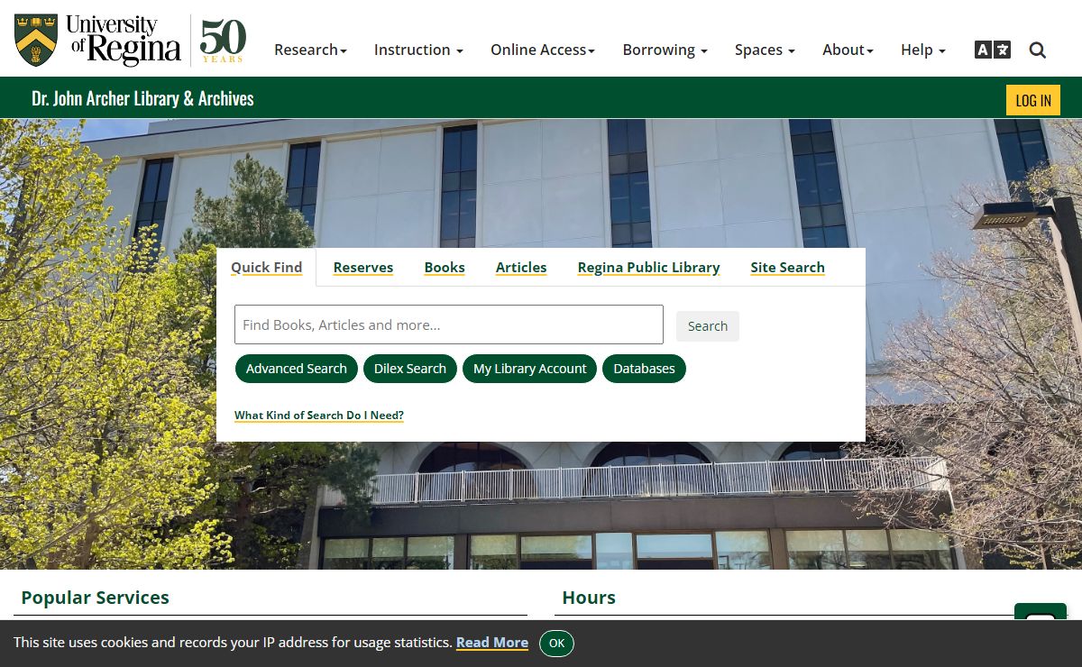 Home - Homepage - Archer Library at University of Regina