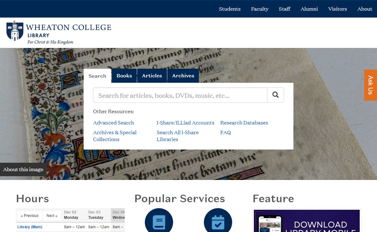 Home | Wheaton College Library