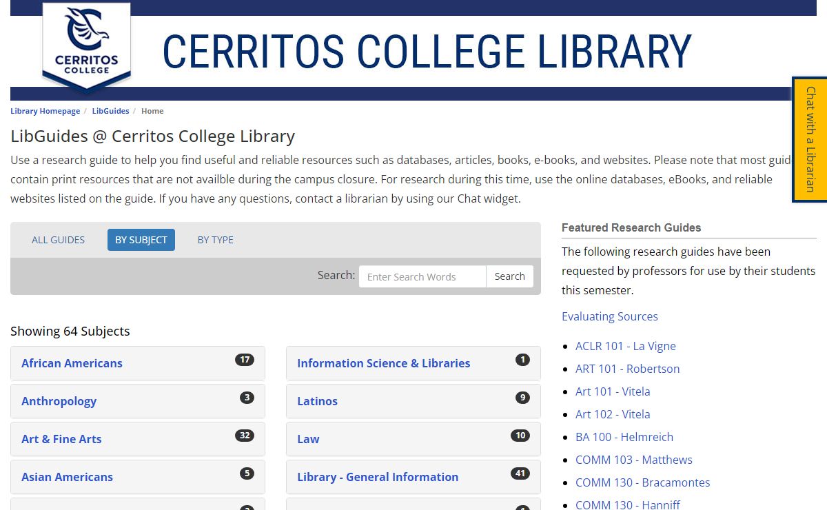 Guides BY SUBJECT - LibGuides at Cerritos College
