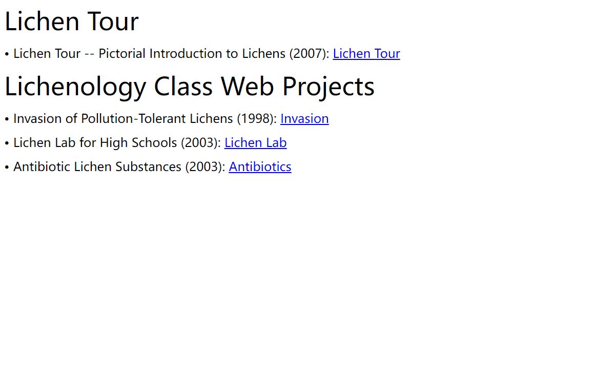Lichenology Class Web Projects
