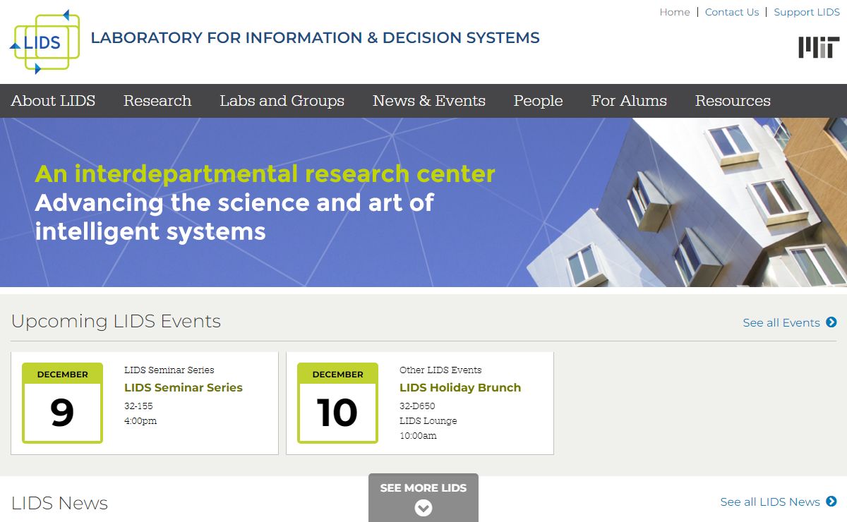 MIT LIDS | Laboratory for Information & Decision Systems