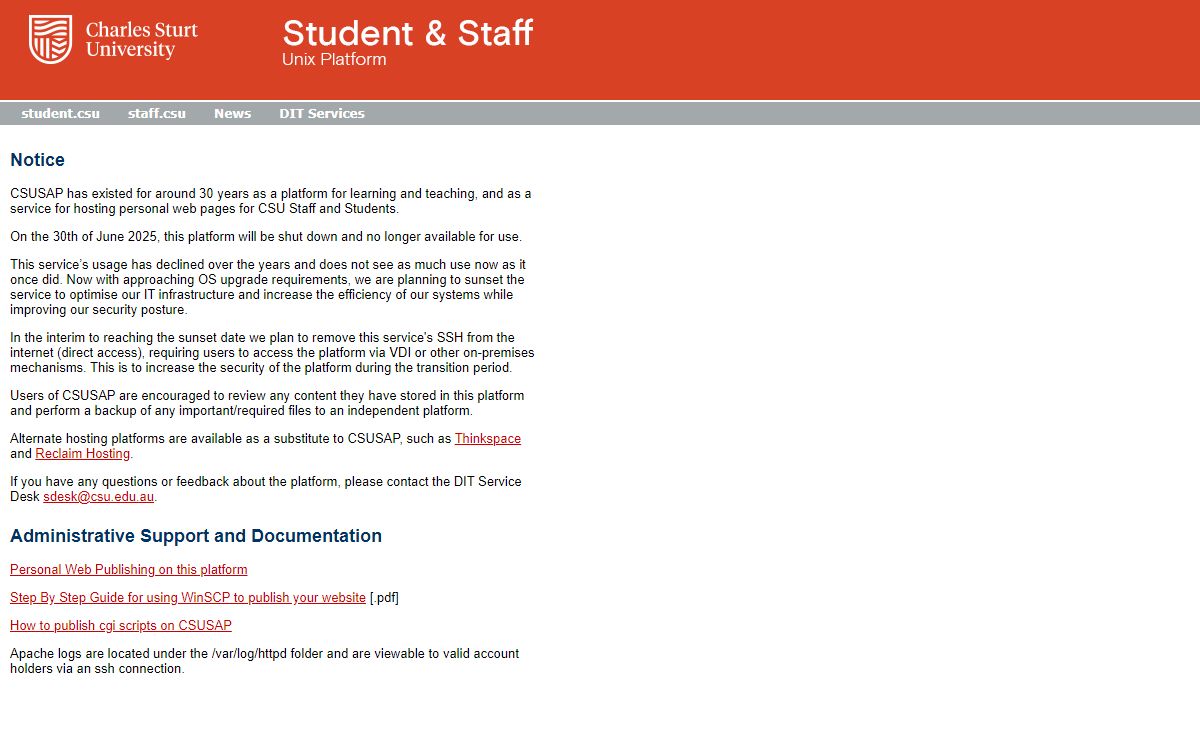 CSUSAP: Student & Staff Unix Host