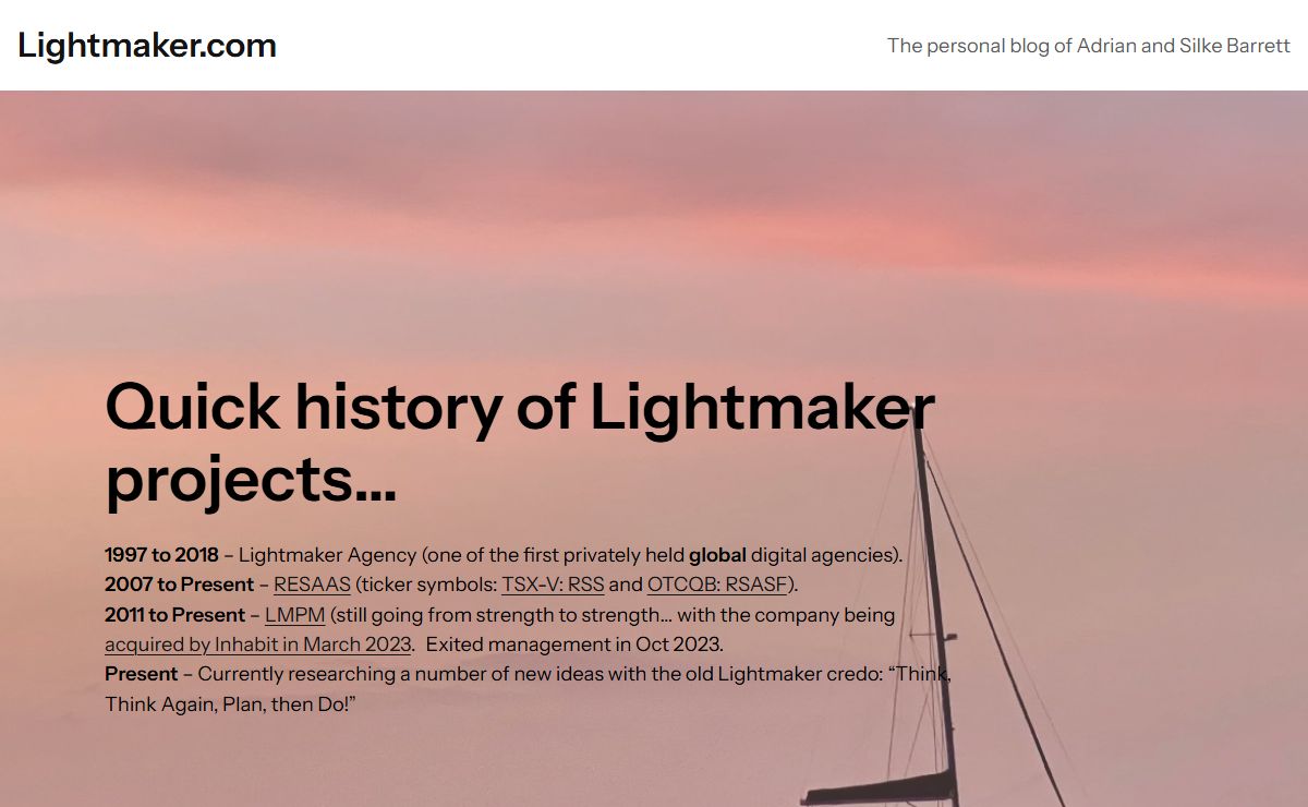 Lightmaker.com – The personal blog of Adrian and Silke Barrett