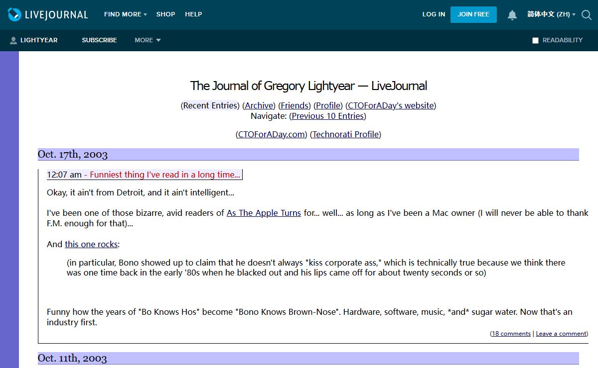 The Journal of Gregory Lightyear — LiveJournal