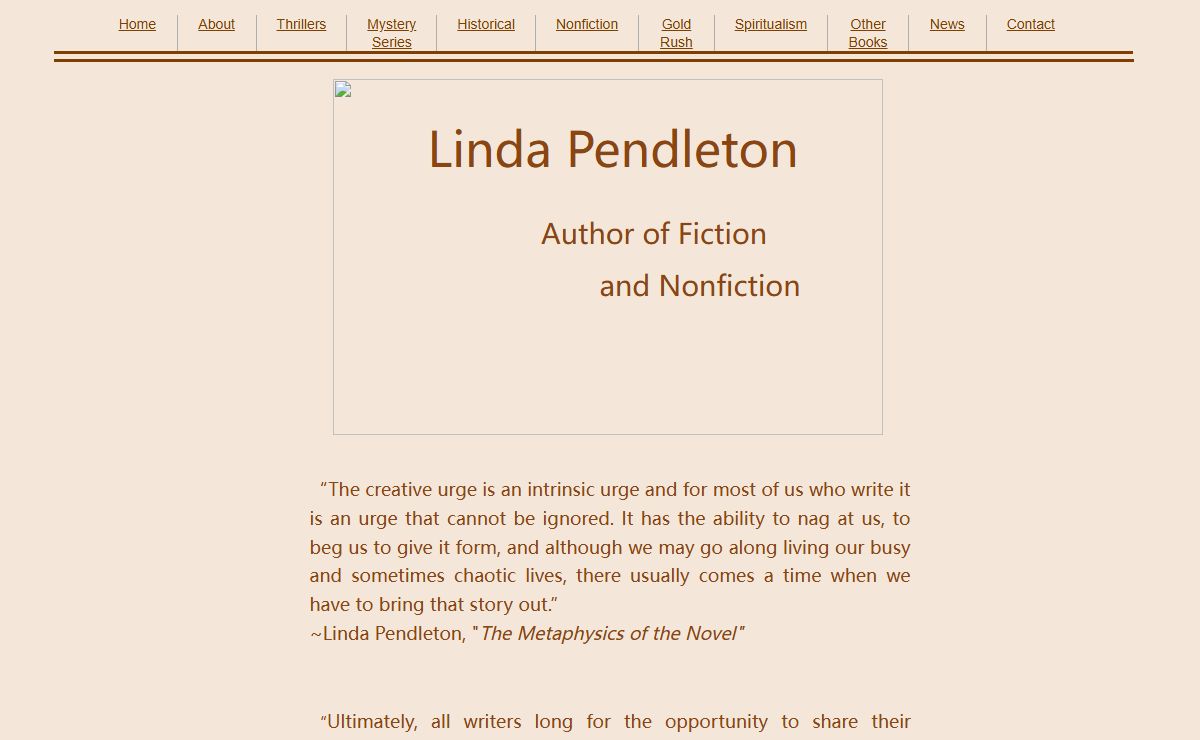 Linda Pendleton, Author of Fiction and Nonfiction