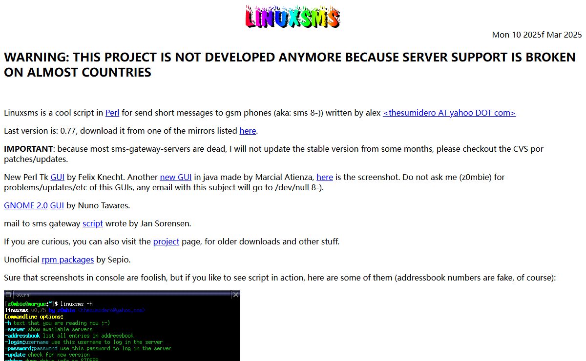 Linuxsms - Perl script for send sms to gsm phones