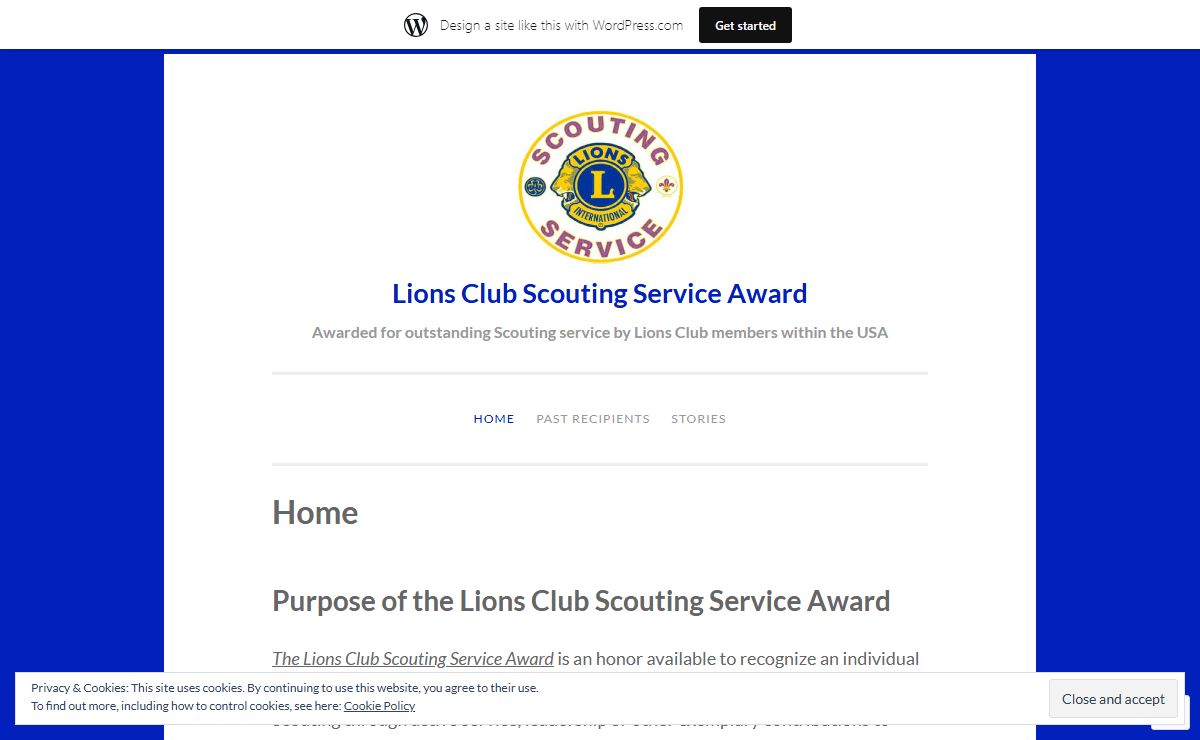 Lions Club Scouting Service Award – Awarded for outstanding Scouting service by Lions Club members within the USA