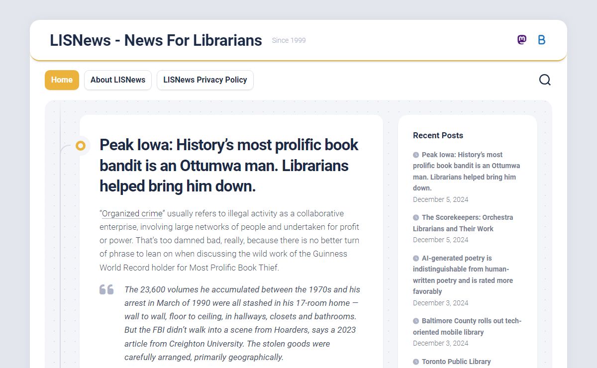 LISNews – News For Librarians – Since 1999