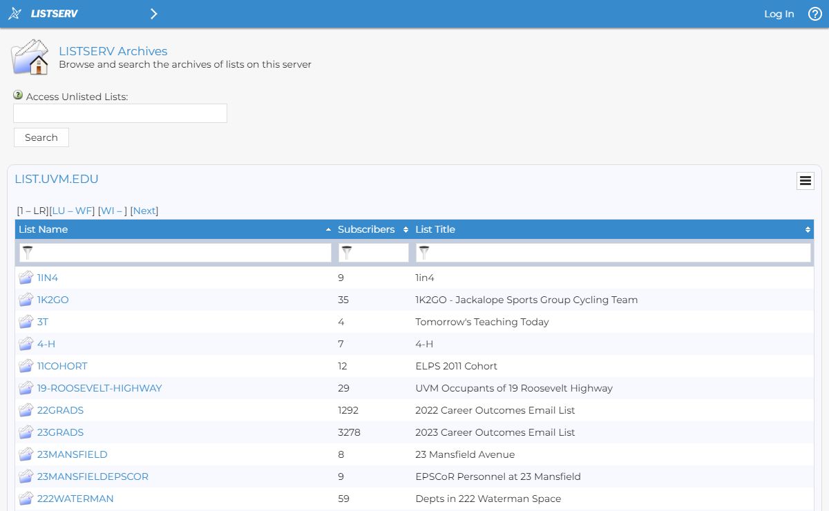 LISTSERV - LISTSERV Archives - LIST.UVM.EDU