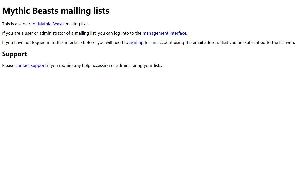 Mythic Beasts mailing lists