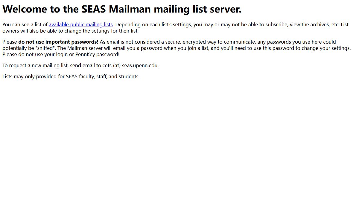 LISTS.SEAS.UPENN.EDU -- Mailman mailing list server