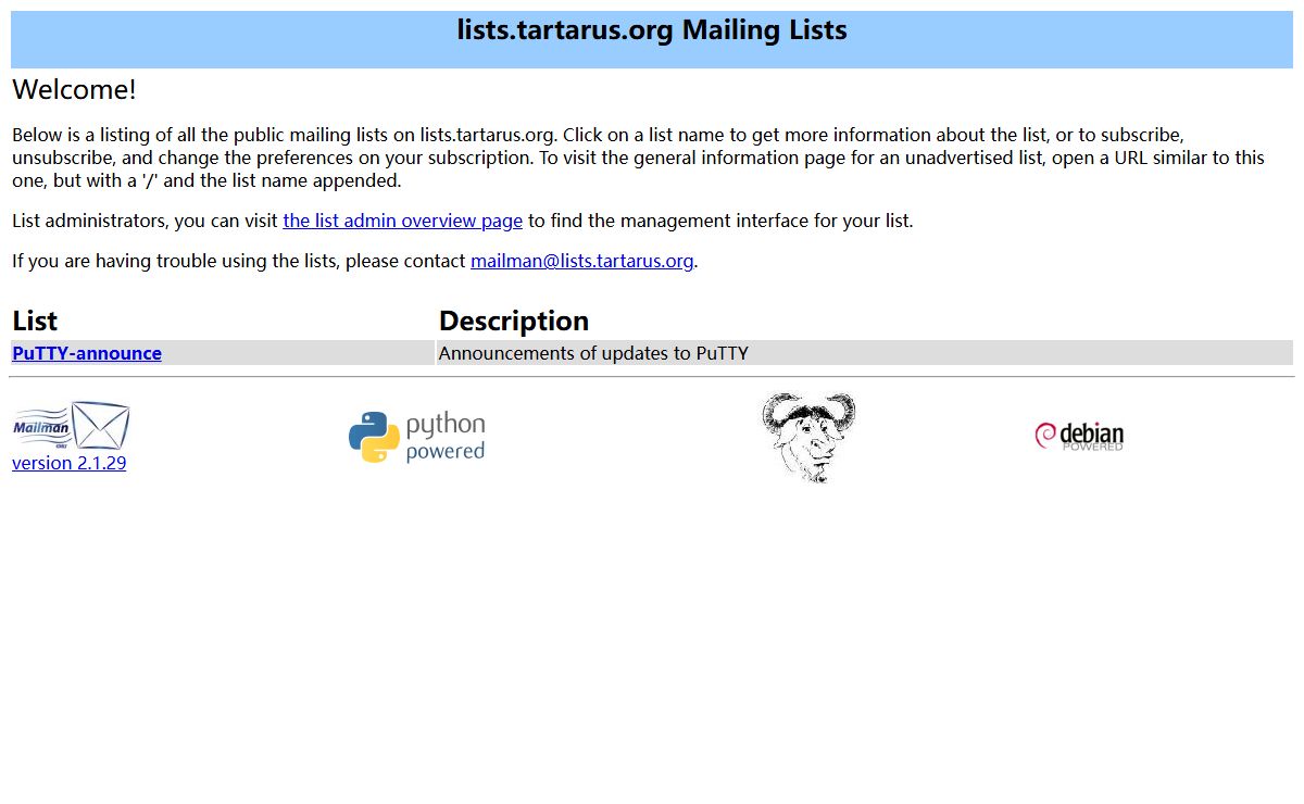 lists.tartarus.org Mailing Lists