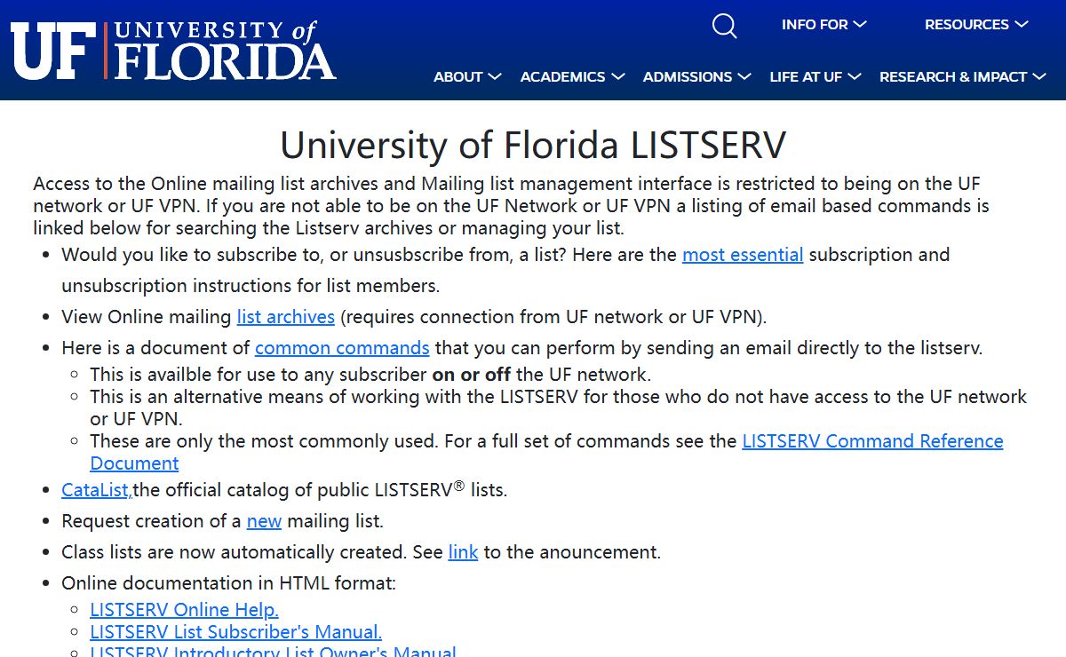 University of Florida LISTSERV