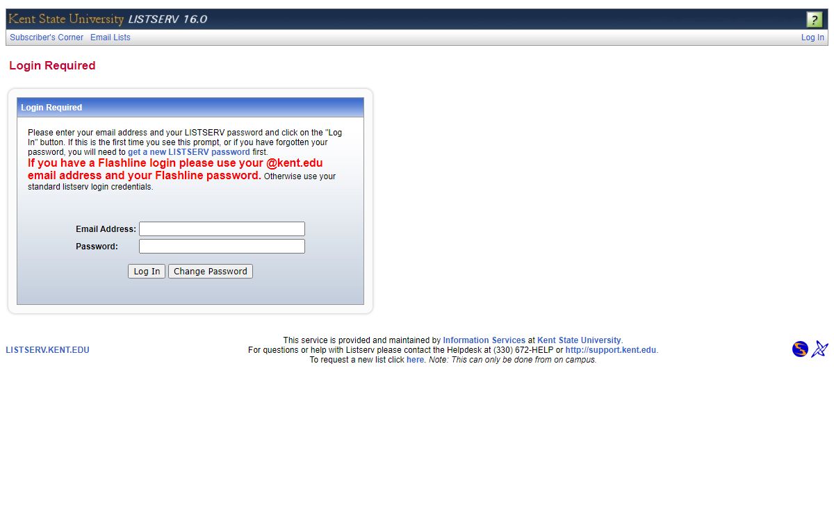 Kent State University - LISTSERV 16.5 - Login Required