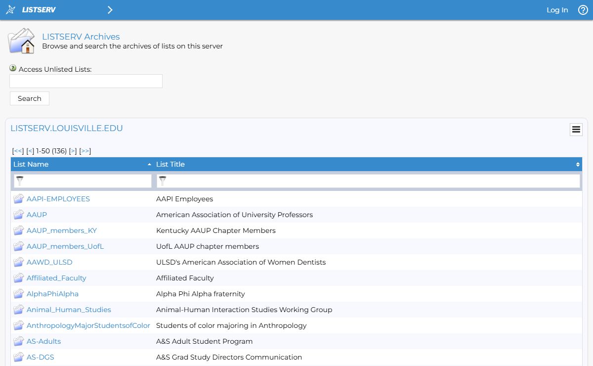 LISTSERV - LISTSERV Archives - LISTSERV.LOUISVILLE.EDU