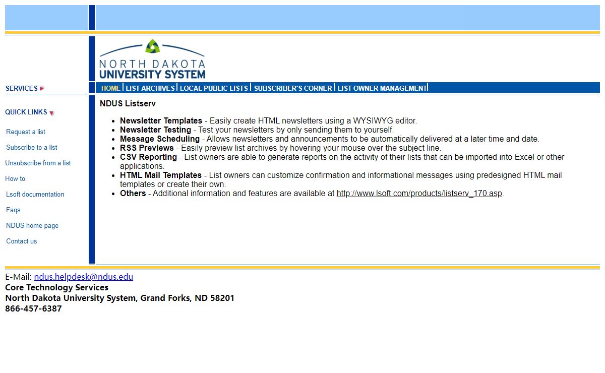 North Dakota University System Listserv