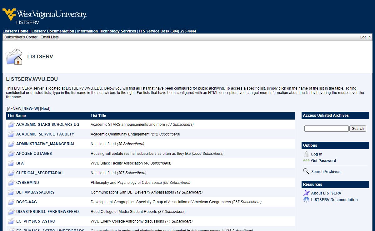 LISTSERV 16.5 - LISTSERV at LISTSERV.WVU.EDU