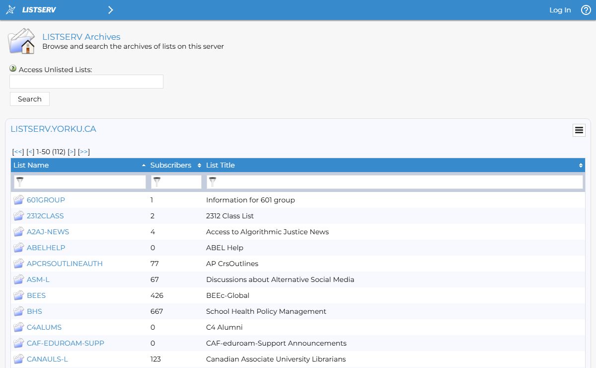 LISTSERV - LISTSERV Archives - LISTSERV.YORKU.CA