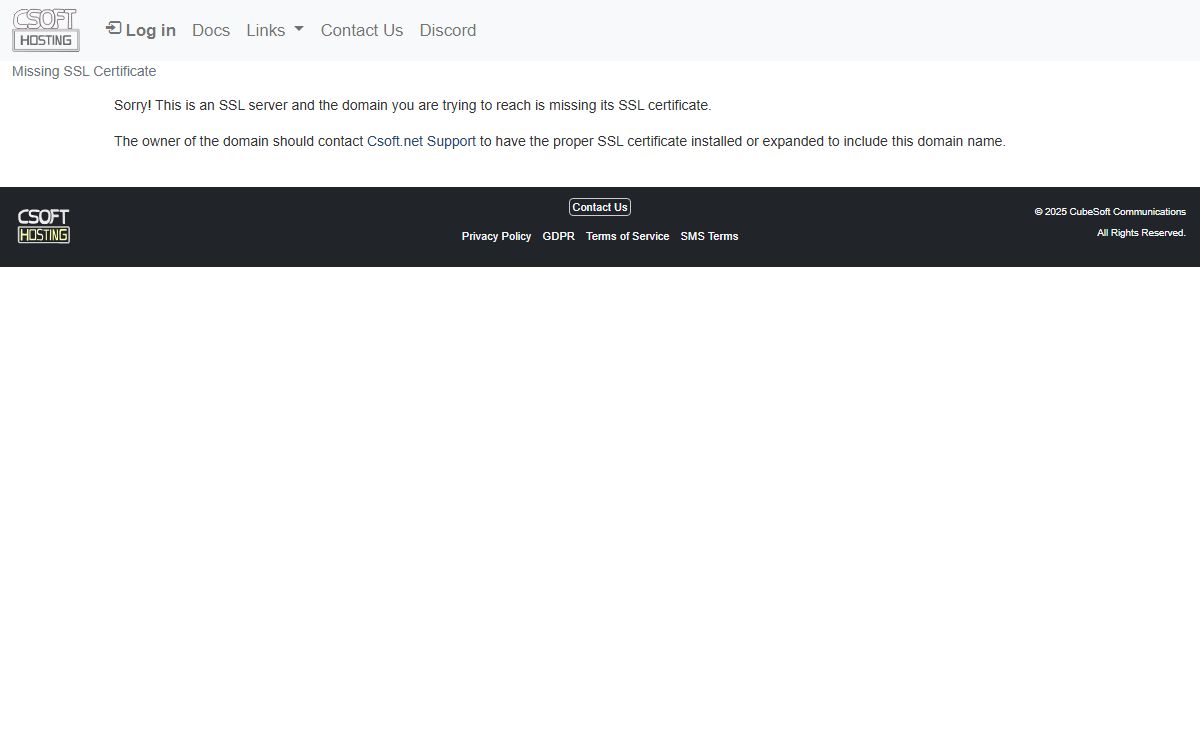 Missing SSL Certificate