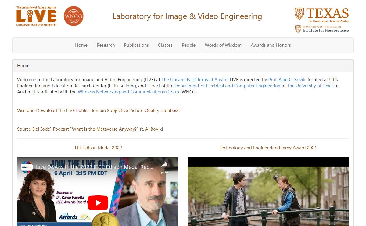 Laboratory for Image and Video Engineering - The University of Texas at Austin