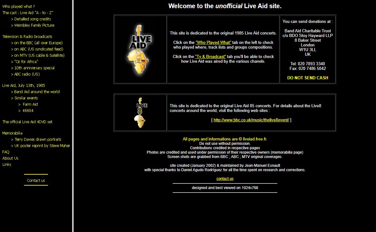 The definitive LIVE AID site : all you wanted to know about the greatest concert on Earth.
