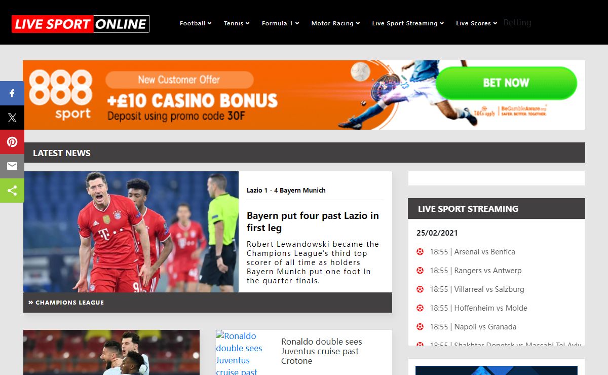 Live Sport Online | Live sport streaming - football, tennis, baketball