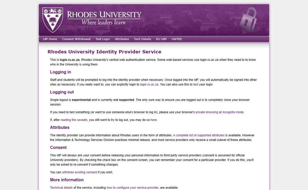 Rhodes University Identity Provider