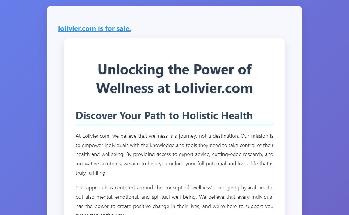 Unlocking the Power of Wellness at Lolivier.com