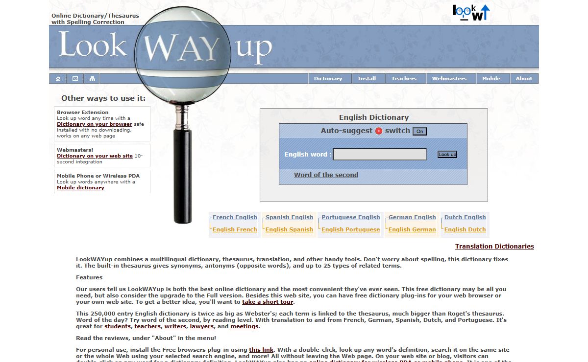 English Dictionary, Online Thesaurus, Spelling Correction, Reference