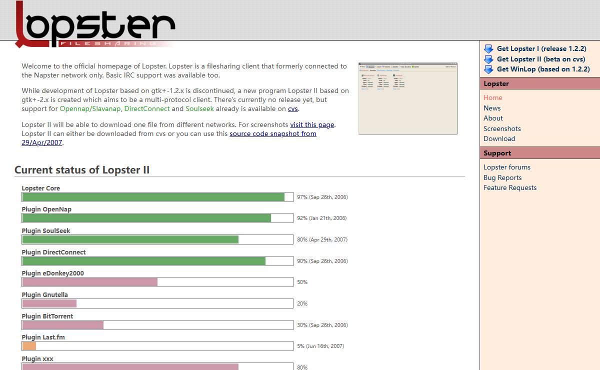 Lopster - A Filesharing Client