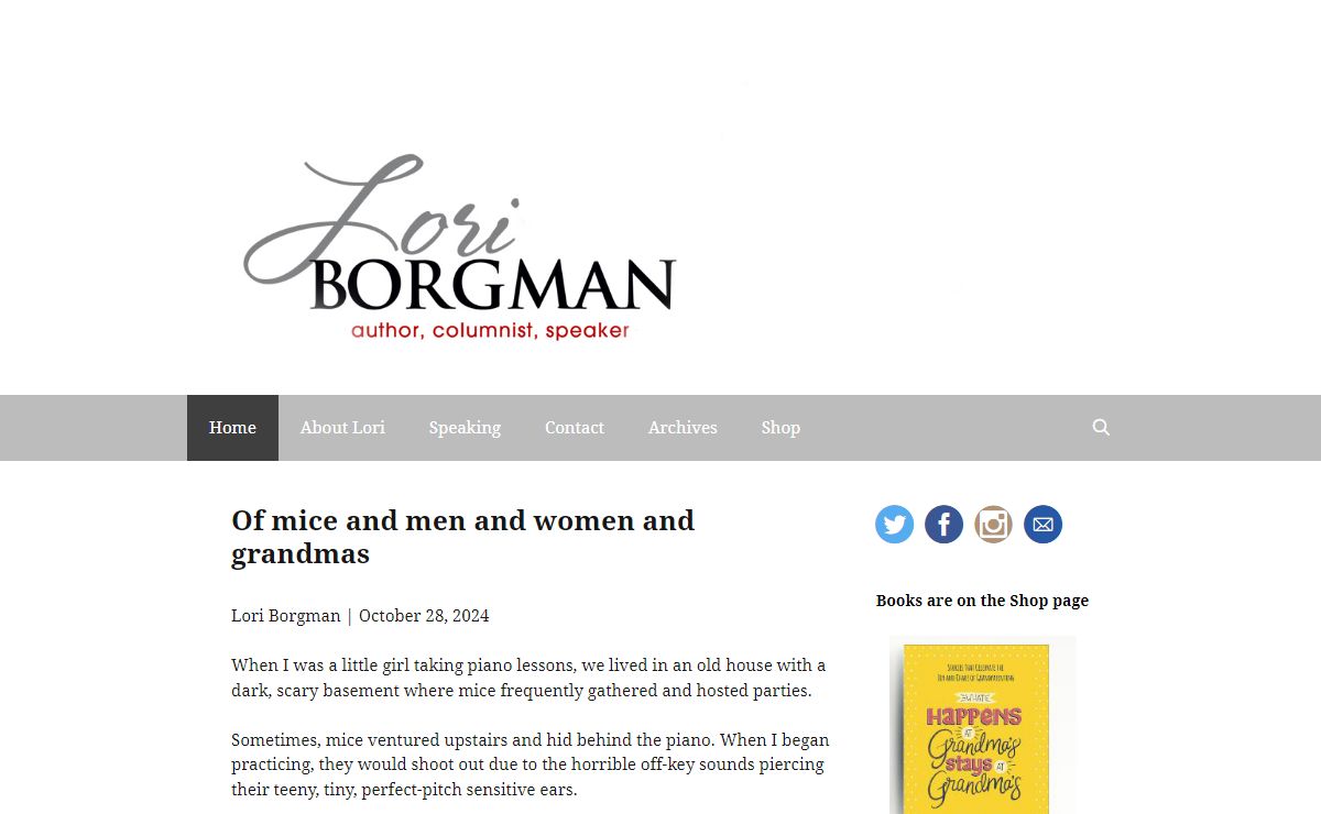 Of mice and men and women and grandmas - Lori Borgman % %