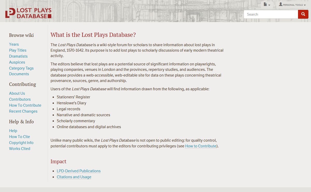 Lost Plays Database
