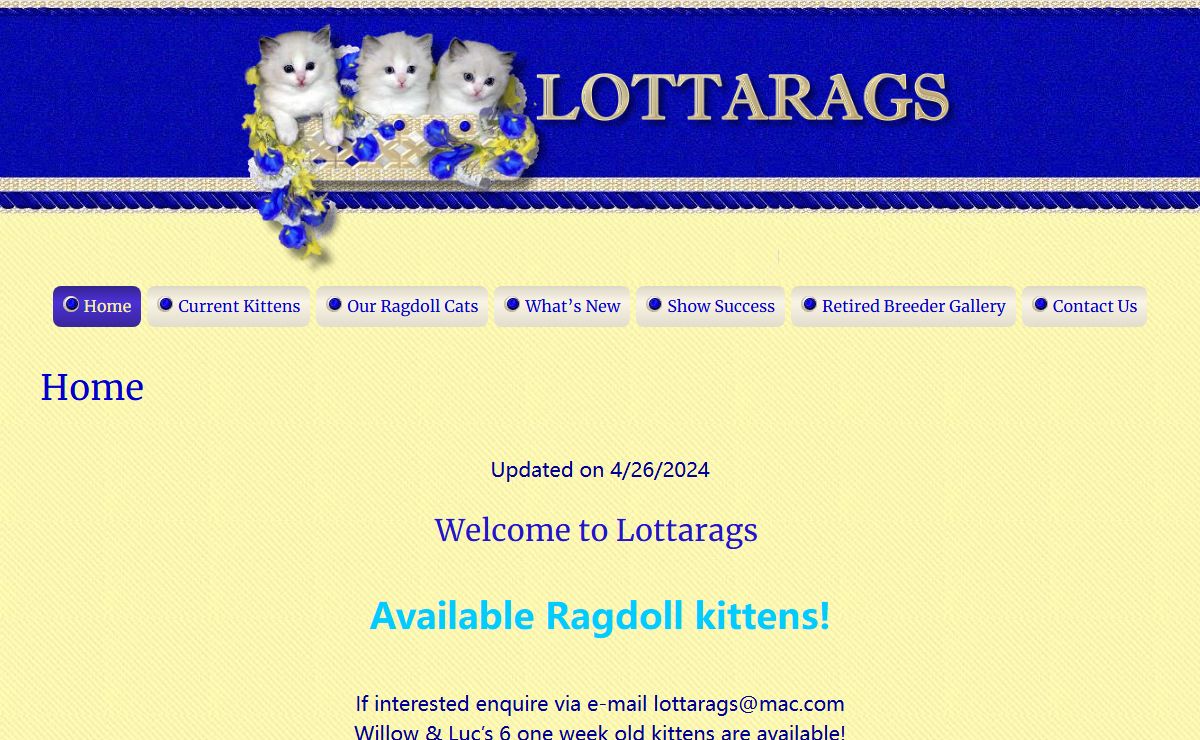 Lottarags Ragdoll Cattery -Kittens for sale MA