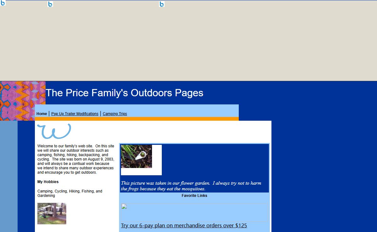 The Price Family's Outdoors Pages