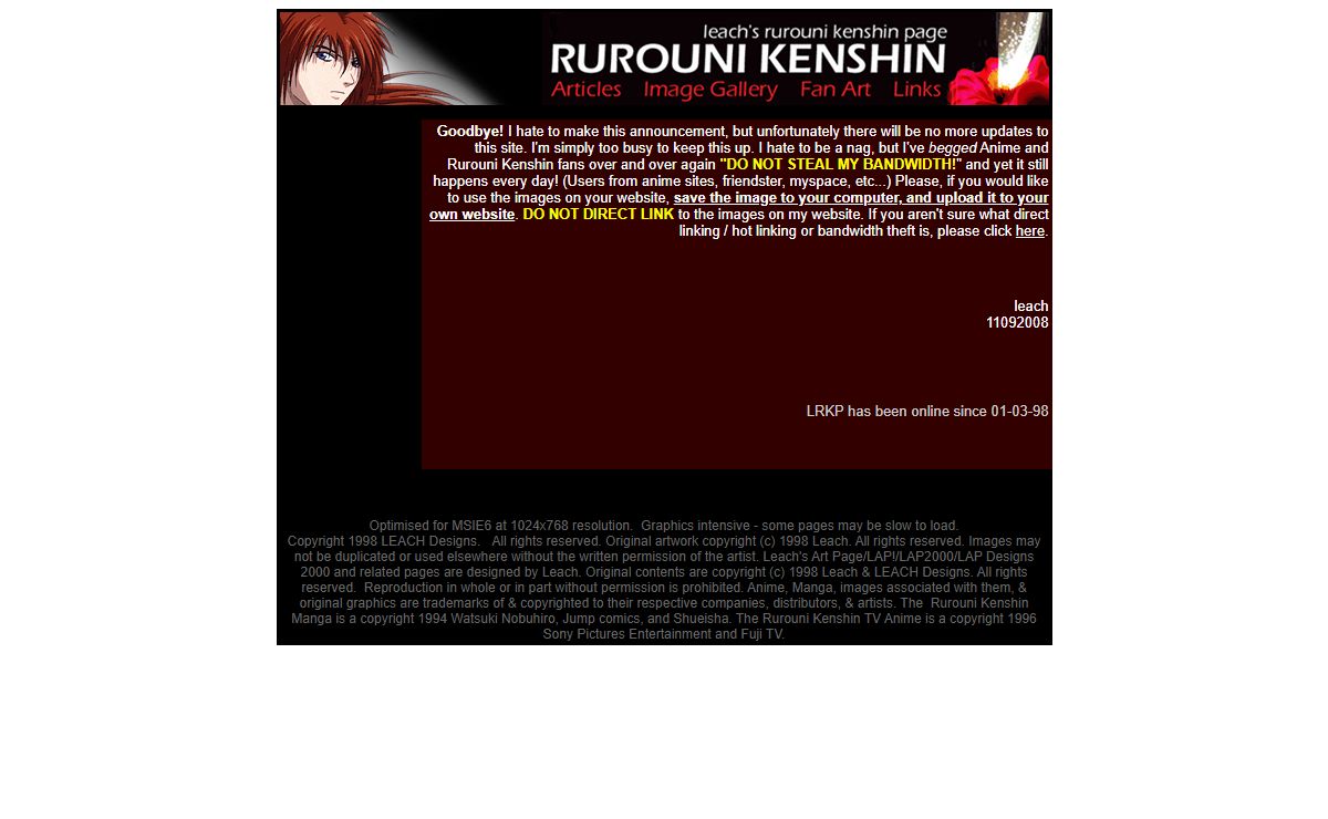 LRKP: Leach's Rurouni Kenshin Page