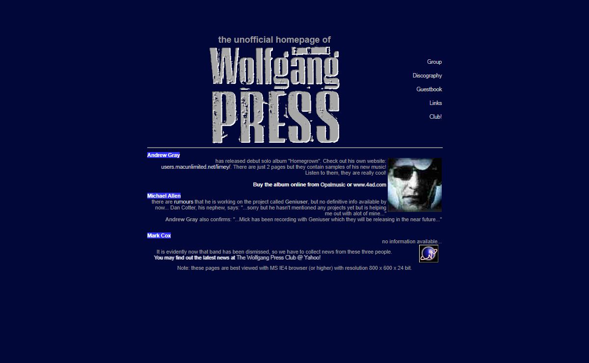 The Wolfgang Press Unofficial homepage