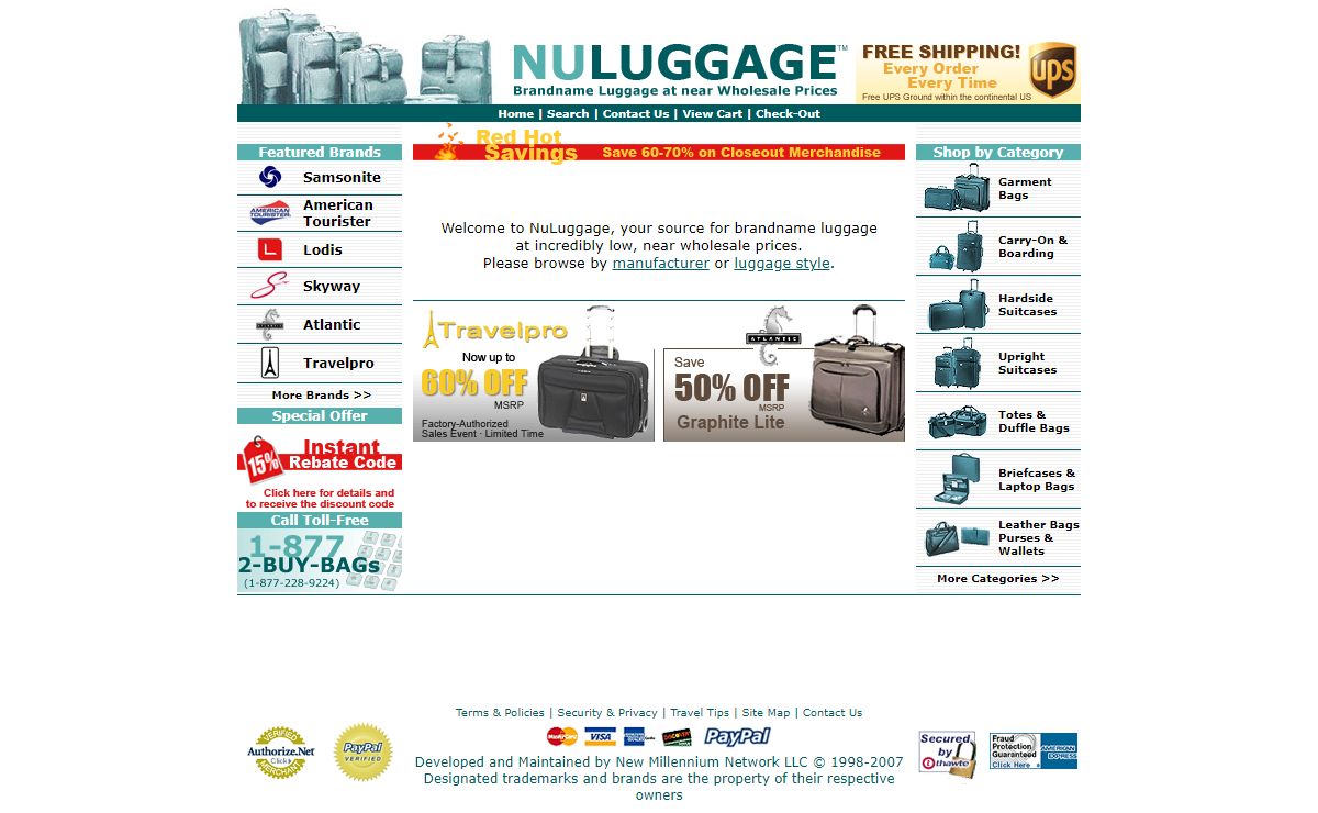 Brandname Luggage at Near Wholesale Prices shipped FREE - NuLuggage